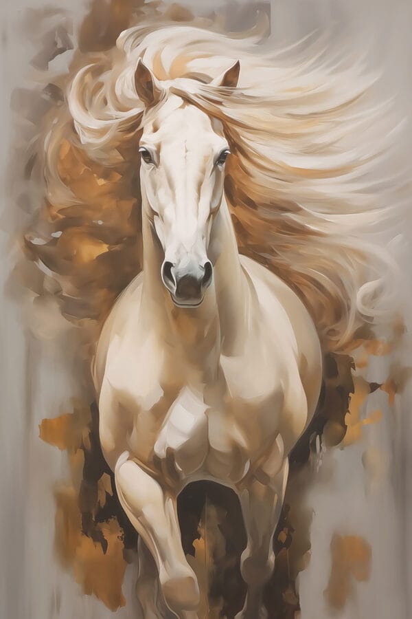 Schilderij van een paard met lange manen Schilderij van een paard met lange manen