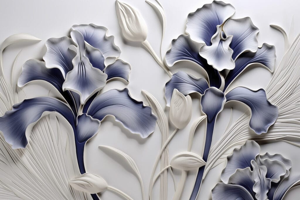 Muurkunst met bloemen en bladeren Muurkunst met bloemen en bladeren