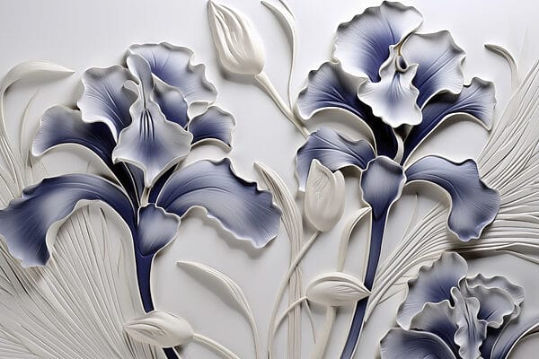Muurkunst met bloemen en bladeren Muurkunst met bloemen en bladeren