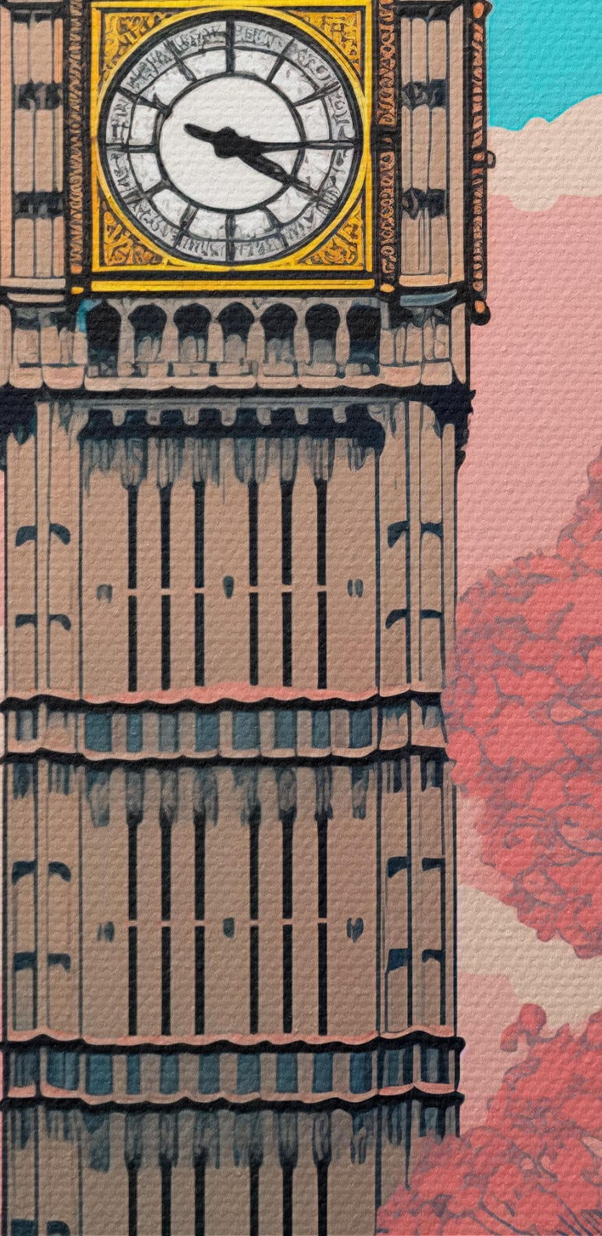 Klokkentoren met lantaarnpaal en bomen Klokkentoren met lantaarnpaal en bomen
