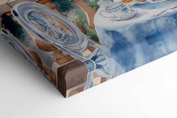 Aquarel van een tafel met eten erop Aquarel van een tafel met eten erop