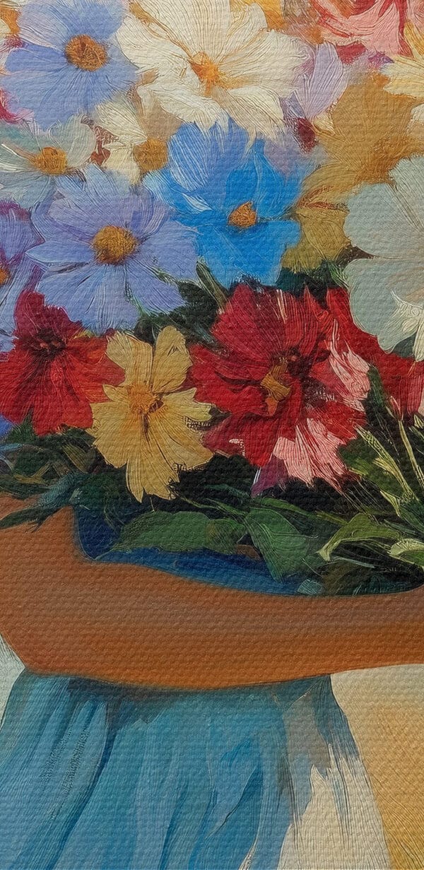 Vrouw met boeket bloemen Vrouw met boeket bloemen