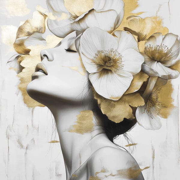 Vrouw met bloemen in haar haar Vrouw met bloemen in haar haar