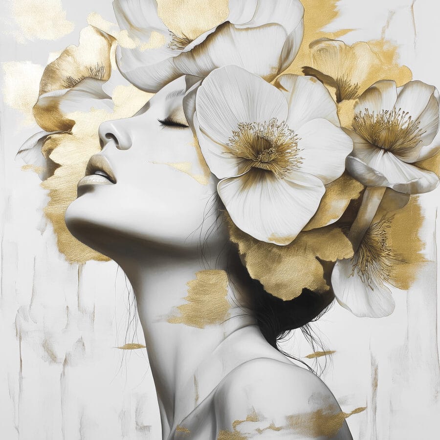 Vrouw met bloemen in haar haar