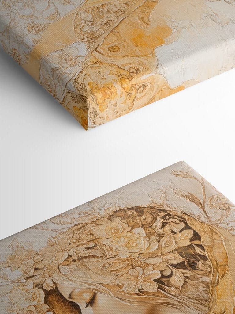 Painting of a woman with flowers in her hair