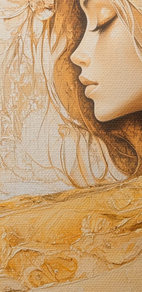 Painting of a woman with flowers in her hair