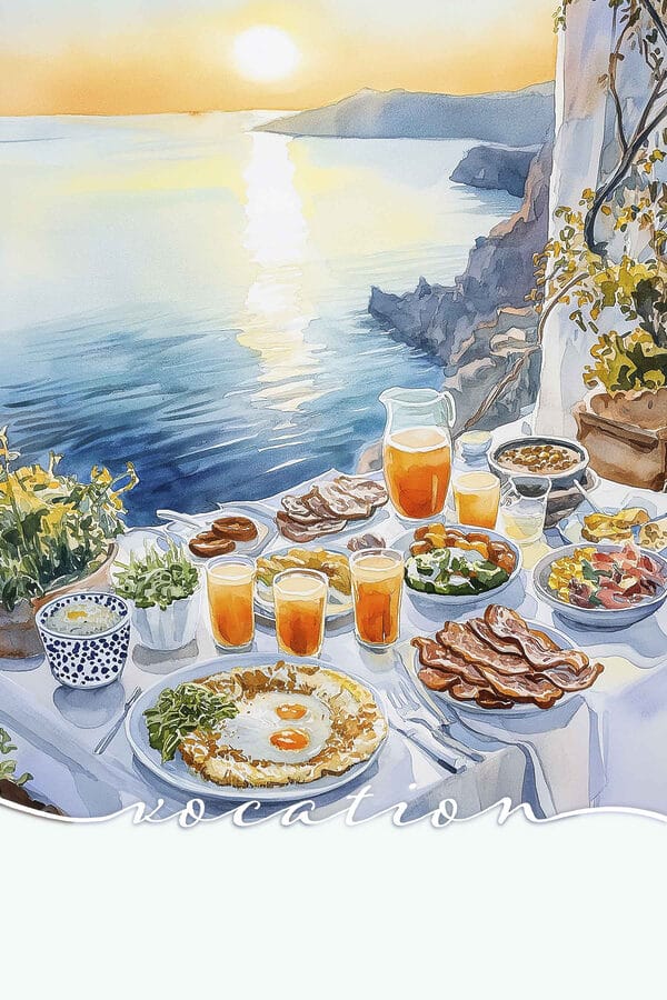 Tafel met eten door water Tafel met eten door water