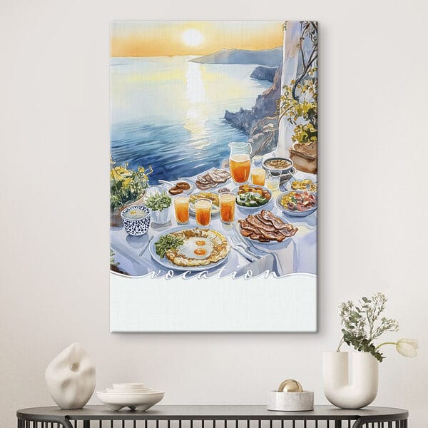 Tafel met eten door water Tafel met eten door water