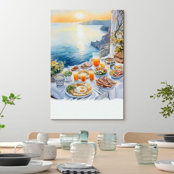 Tafel met eten door water Tafel met eten door water