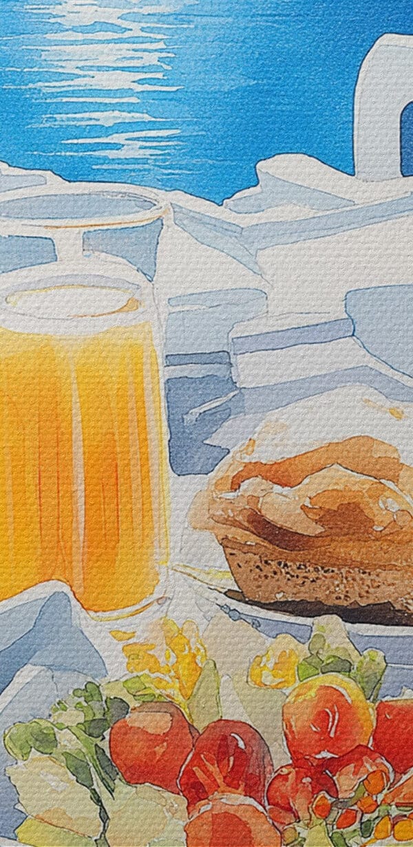 Tafel met eten en drinken erop Tafel met eten en drinken erop