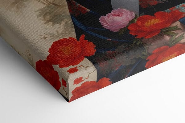 Vrouw in een kimono met bloemen en vogels Vrouw in een kimono met bloemen en vogels
