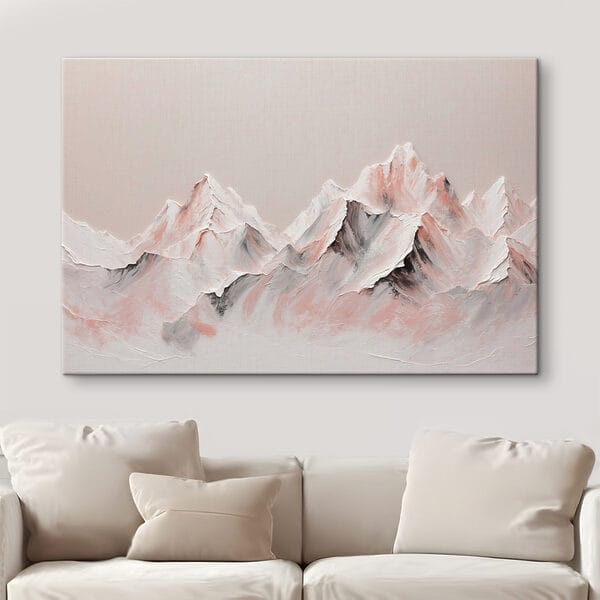 Schilderij van bergen met witte en bruine kleuren Canvas Schilderijen Schilderij van bergen met witte en bruine kleuren