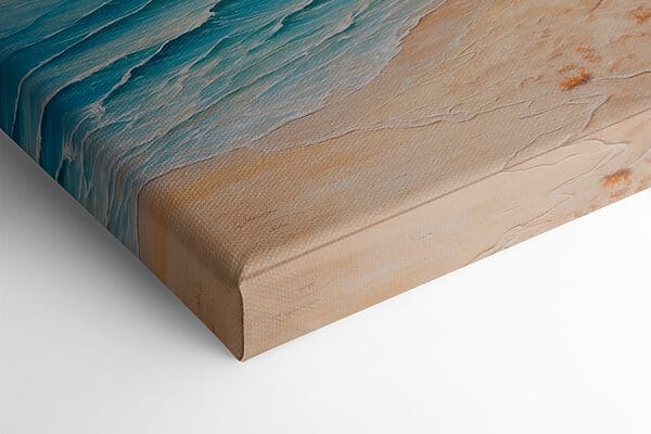 Schilderij van een strand met zand en water Schilderij van een strand met zand en water