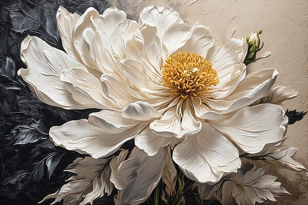 Witte bloem met geel hart Witte bloem met geel hart