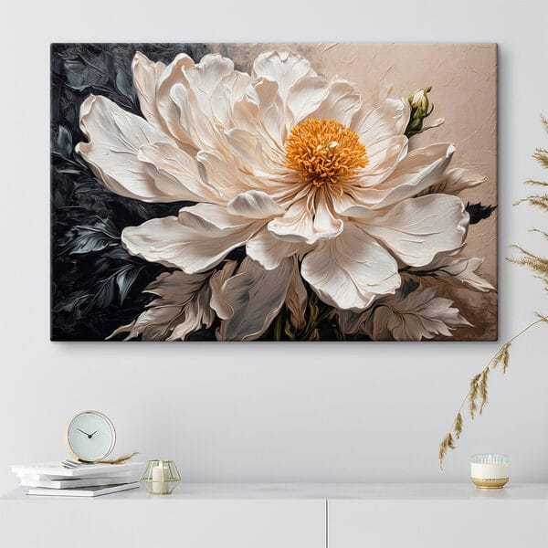 Witte bloem met geel hart Witte bloem met geel hart