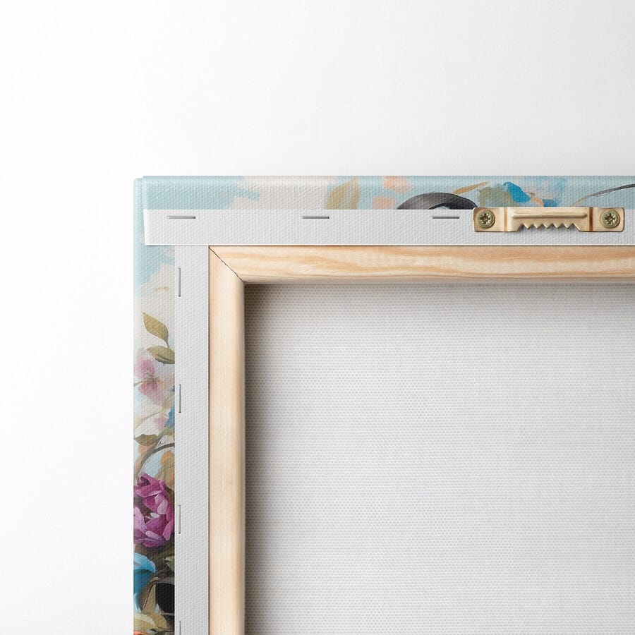 Schilderij van een vrouw met bloemen op haar hoofd Schilderij van een vrouw met bloemen op haar hoofd