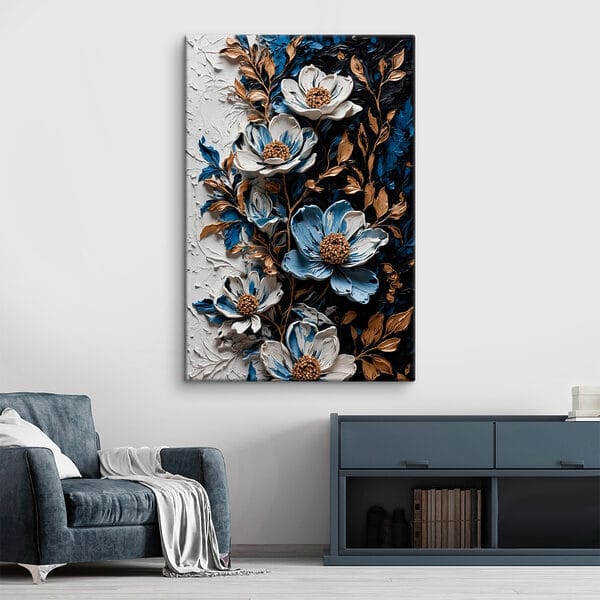 Schilderij van bloemen en bladeren Schilderij van bloemen en bladeren