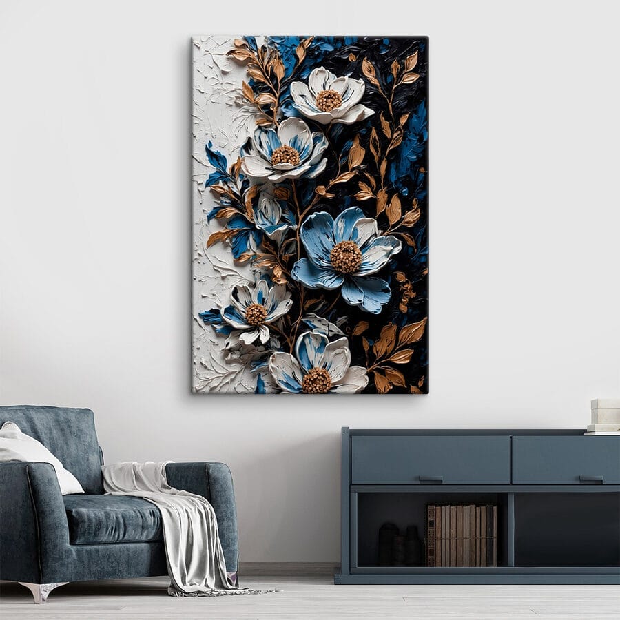 Schilderij van bloemen en bladeren