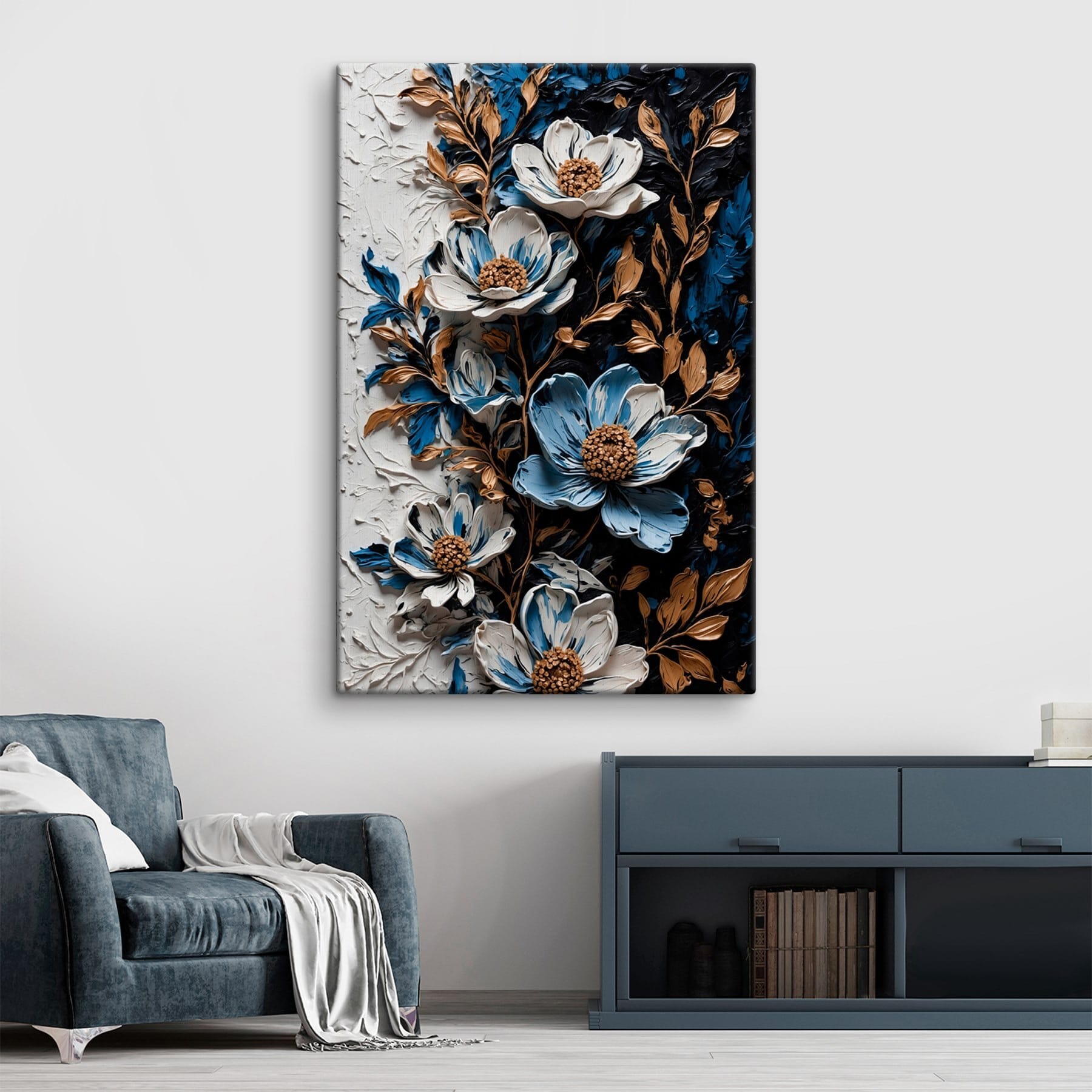Painting of flowers and leaves