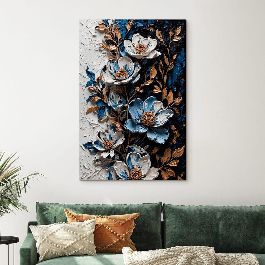 Schilderij van bloemen en bladeren