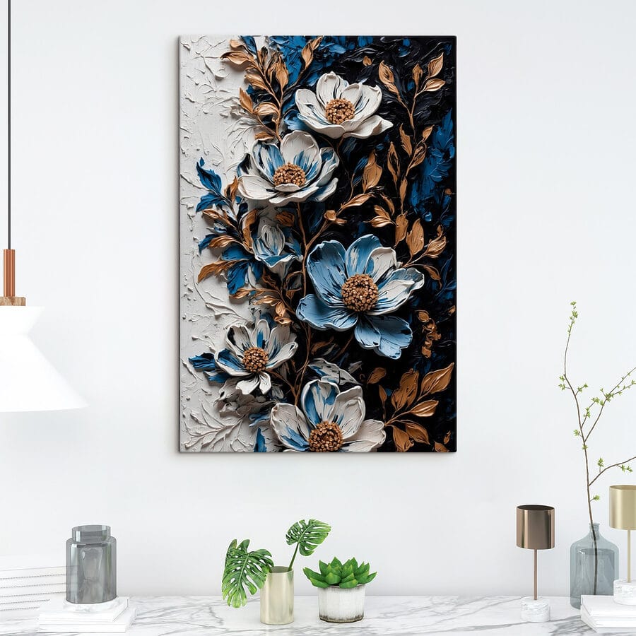 Schilderij van bloemen en bladeren