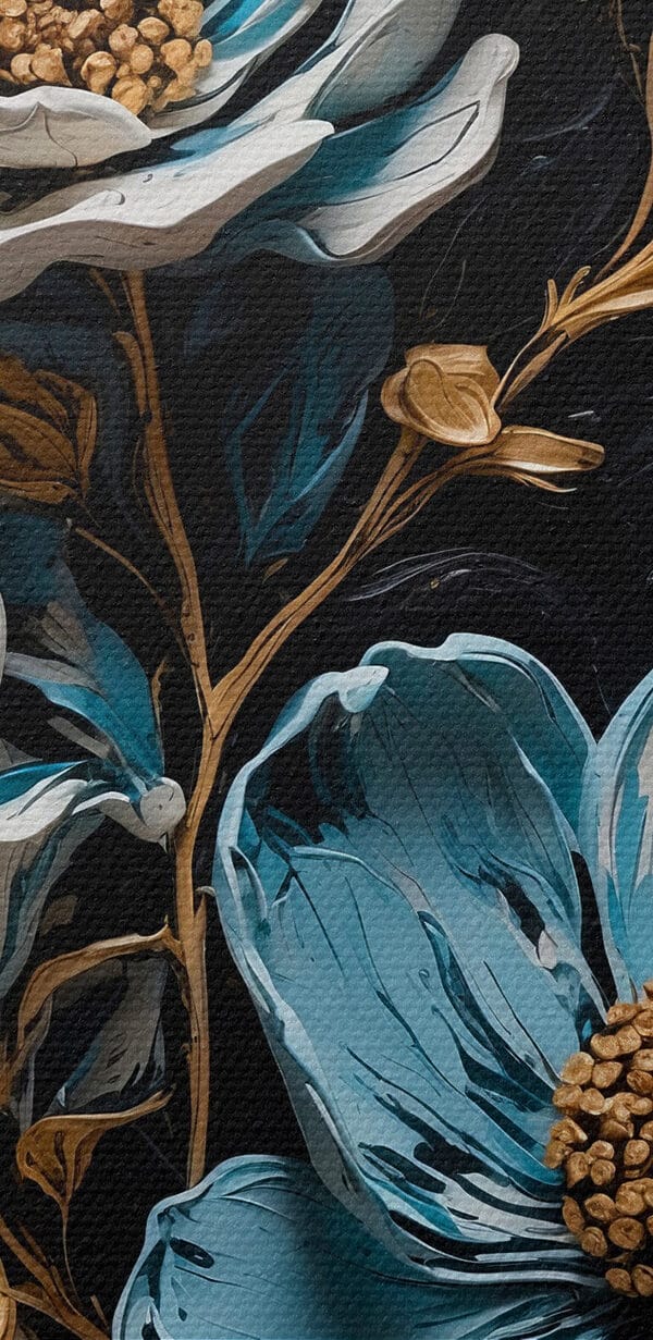 Schilderij van bloemen en bladeren Schilderij van bloemen en bladeren