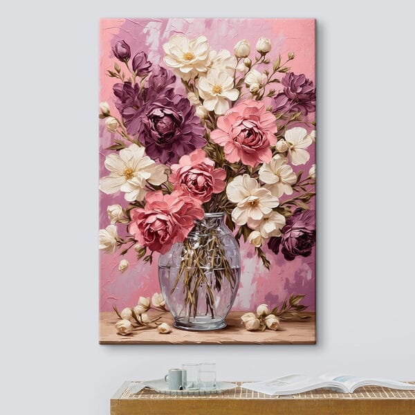 Schilderij van bloemen in een vaas Schilderij van bloemen in een vaas