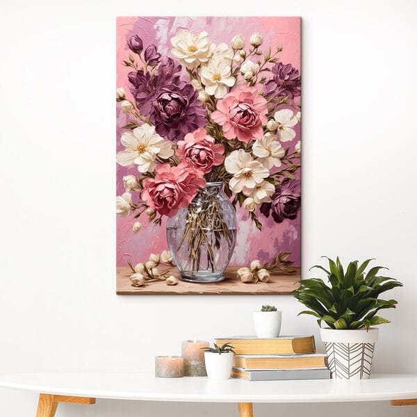Schilderij van bloemen in een vaas Schilderij van bloemen in een vaas