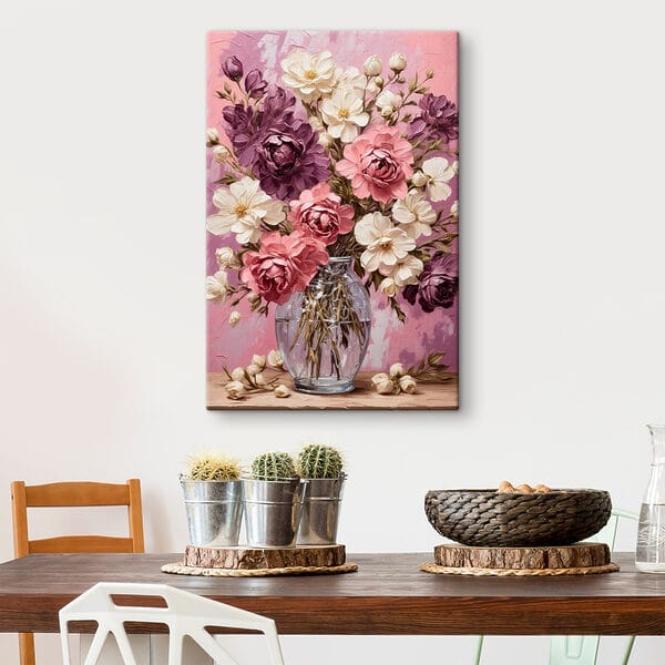 Schilderij van bloemen in een vaas Schilderij van bloemen in een vaas