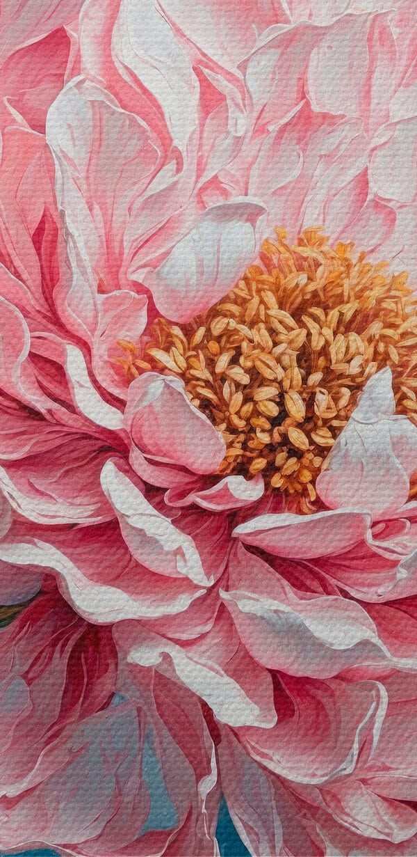 Schilderij van een roze bloem Schilderij van een roze bloem