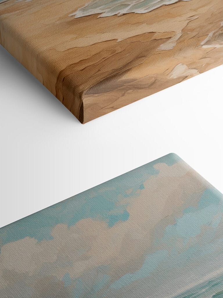 Painting of waves crashing on a beach Painting of waves crashing on a beach