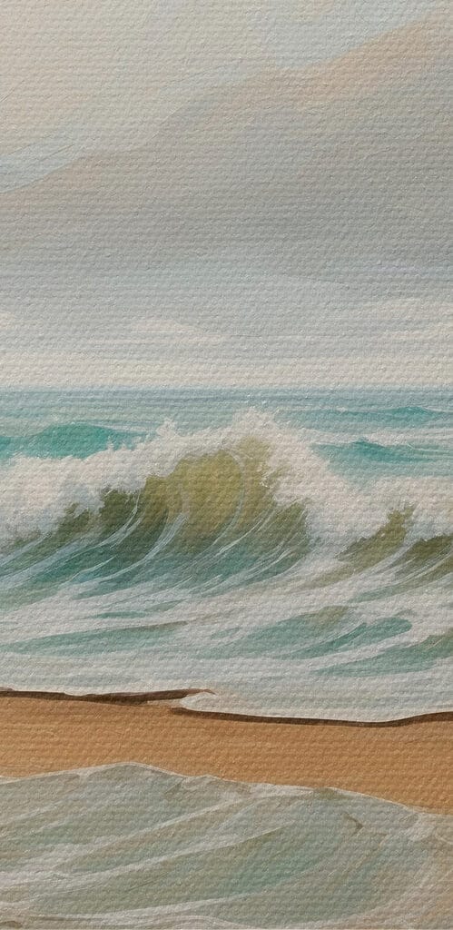 Painting of waves crashing on a beach Painting of waves crashing on a beach