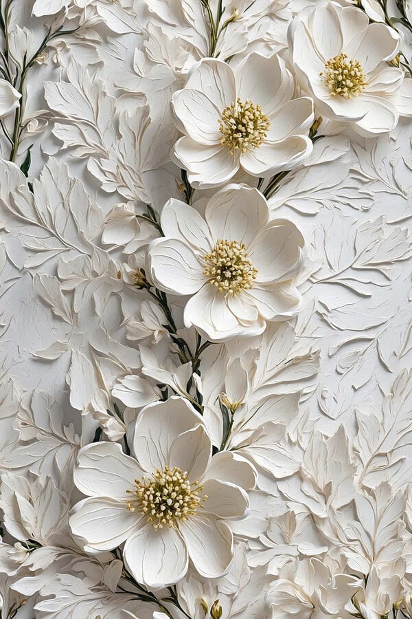 Witte bloemen op een wit oppervlak Witte bloemen op een wit oppervlak