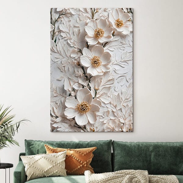 Witte bloemen op een wit oppervlak Witte bloemen op een wit oppervlak