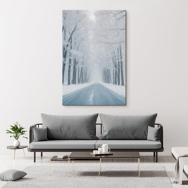 Weg met besneeuwde bomen Weg met besneeuwde bomen