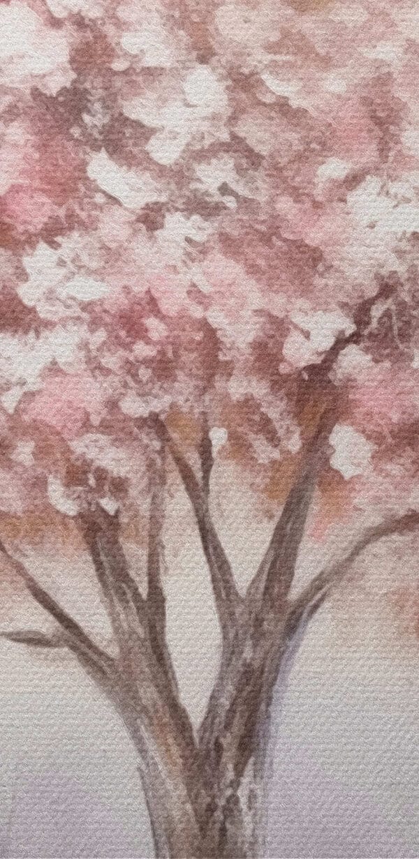 Schilderij van een boom met roze bloemen Schilderij van een boom met roze bloemen