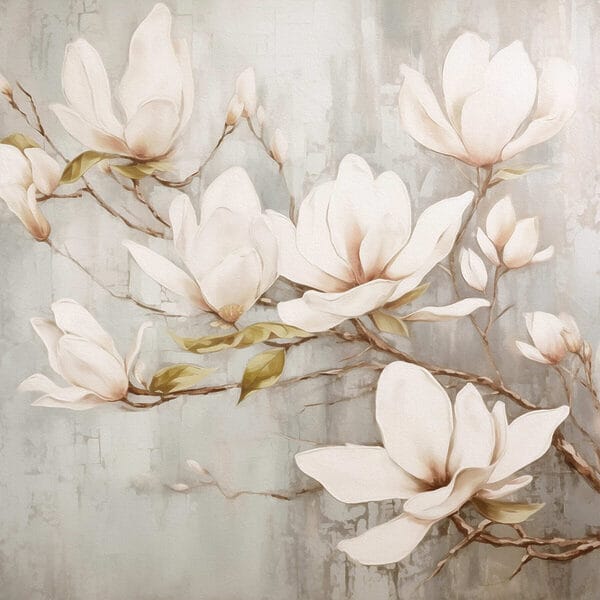 Schilderij van bloemen op een muur Schilderij van bloemen op een muur