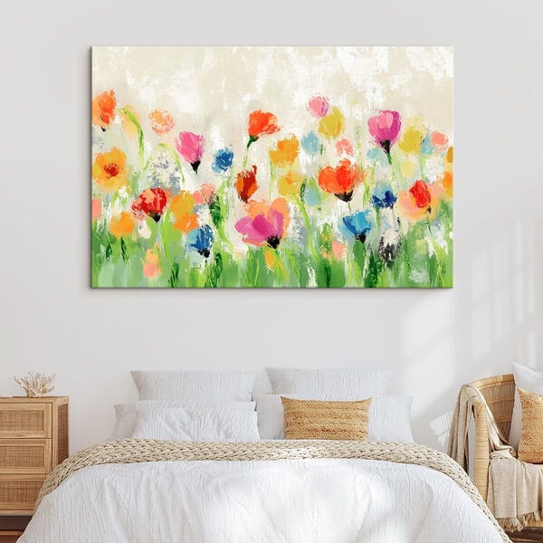 Schilderij van bloemen op een witte achtergrond Schilderij van bloemen op een witte achtergrond