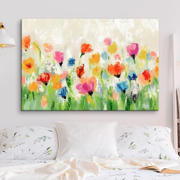 Schilderij van bloemen op een witte achtergrond Schilderij van bloemen op een witte achtergrond