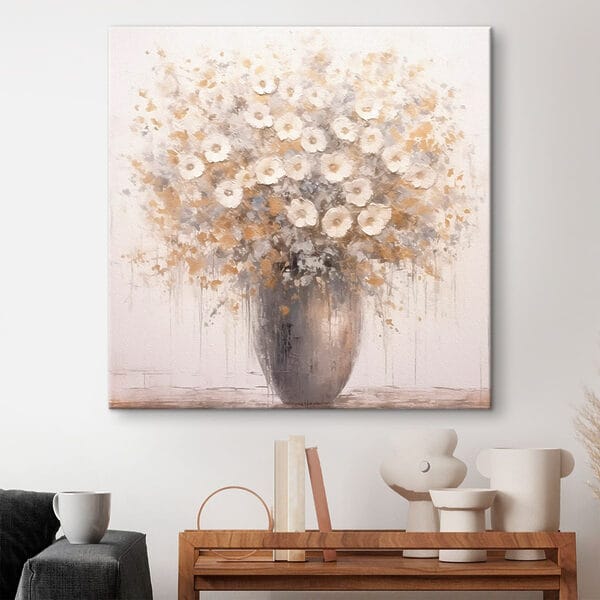 Schilderij van bloemen in een vaas Schilderij van bloemen in een vaas