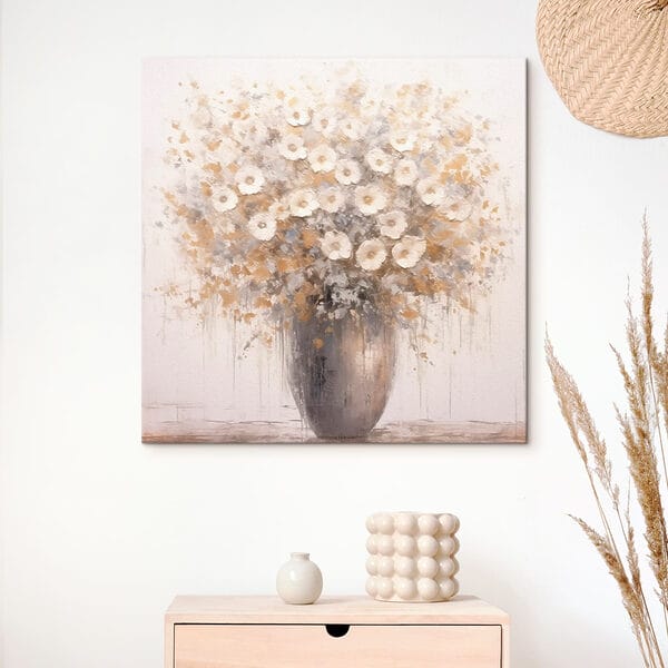 Schilderij van bloemen in een vaas Schilderij van bloemen in een vaas