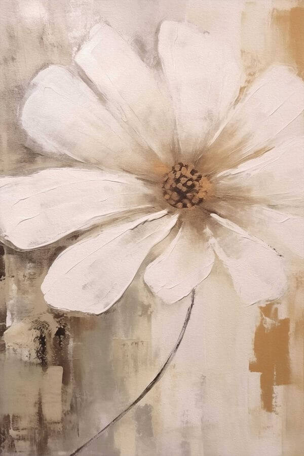 Schilderij van een witte bloem Schilderij van een witte bloem