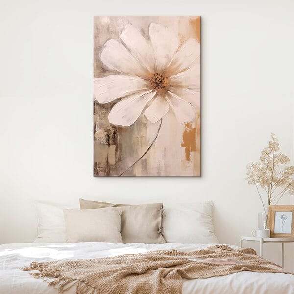 Schilderij van een witte bloem Schilderij van een witte bloem