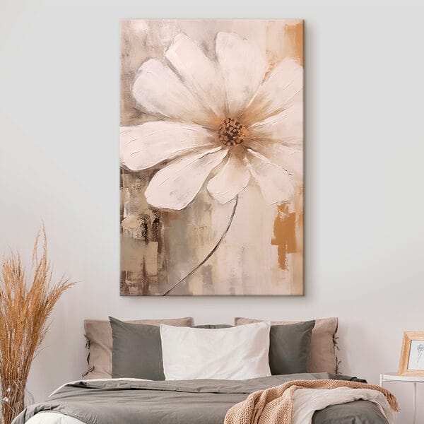 Schilderij van een witte bloem Schilderij van een witte bloem
