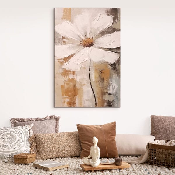 Schilderij van een witte bloem Schilderij van een witte bloem