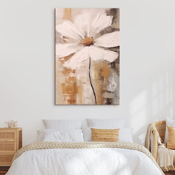 Schilderij van een witte bloem Schilderij van een witte bloem