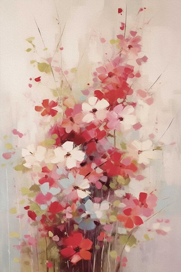Schilderij van bloemen in een vaas Schilderij van bloemen in een vaas
