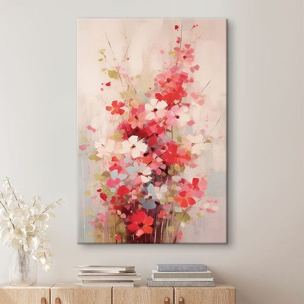 Schilderij van bloemen in een vaas Schilderij van bloemen in een vaas
