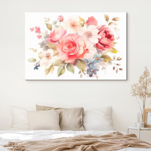 Schilderij van bloemen op een witte achtergrond Schilderij van bloemen op een witte achtergrond