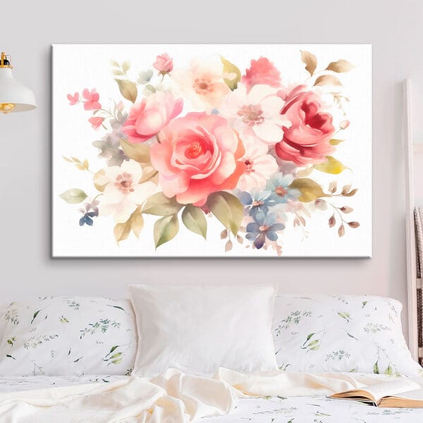 Schilderij van bloemen op een witte achtergrond Schilderij van bloemen op een witte achtergrond